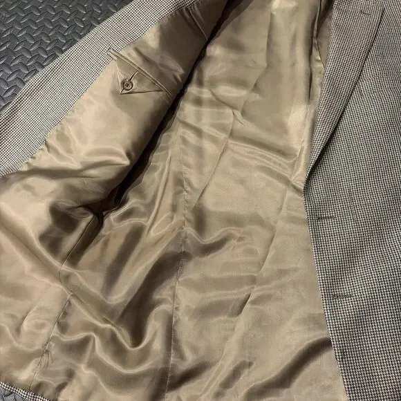 Vtg Ralph Lauren Sport Dillard’s Coat Blazer Brown Tweed Mens 48L Silk Wool Blnd